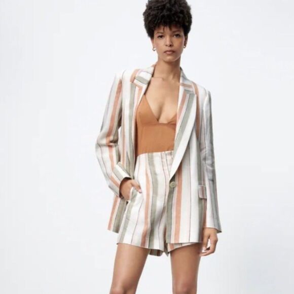 Rachel Zoe Linen Blend Striped Blazer XS - Picture 1 of 7